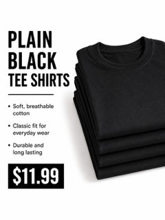 Plain Black Tee Shirts