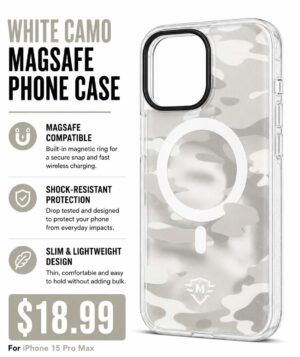 WHITE CAMO MAGSAFE PHONE CASE